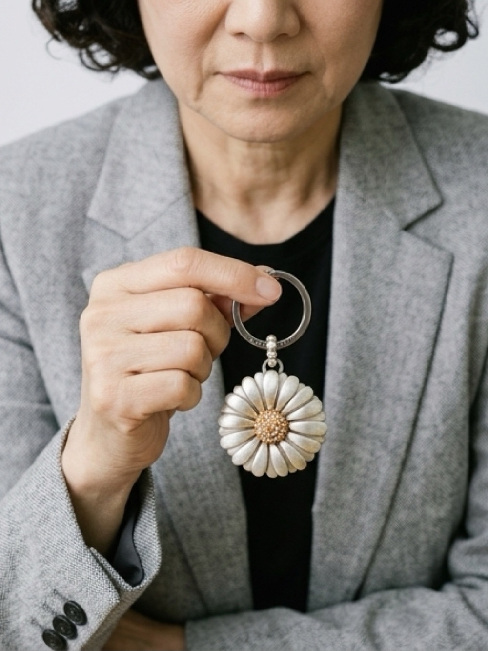 Brighton Silver and Gold Daisy Dee  Key Ring or Purse Fob.